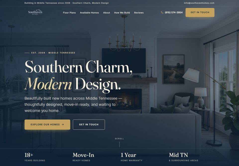 Southaven Homes website homepage