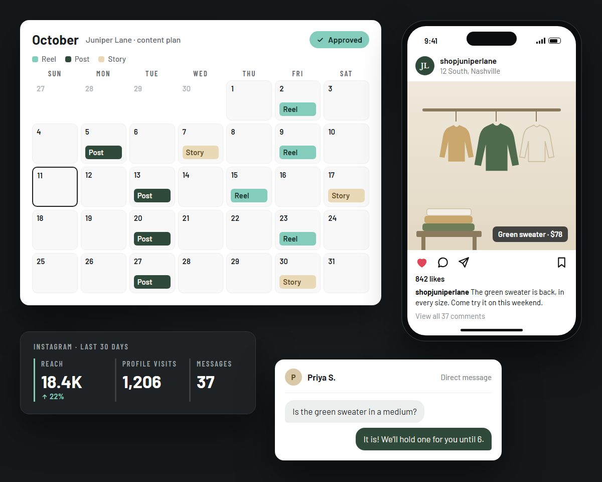 Social that keeps you in front of customers: an example on screen