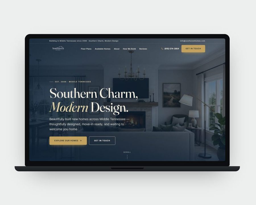 The Southaven Homes website on a laptop